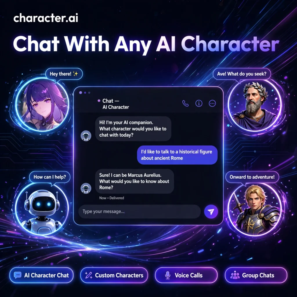 Character.AI AI tool - AI Character Chat, Custom Characters, Voice Calls, Group Chats