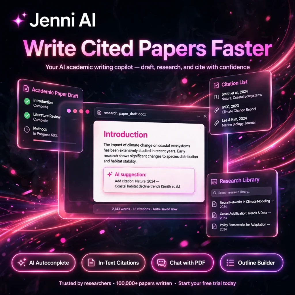 Jenni AI AI tool - AI Autocomplete, In-Text Citations, Chat with PDF, Outline Builder