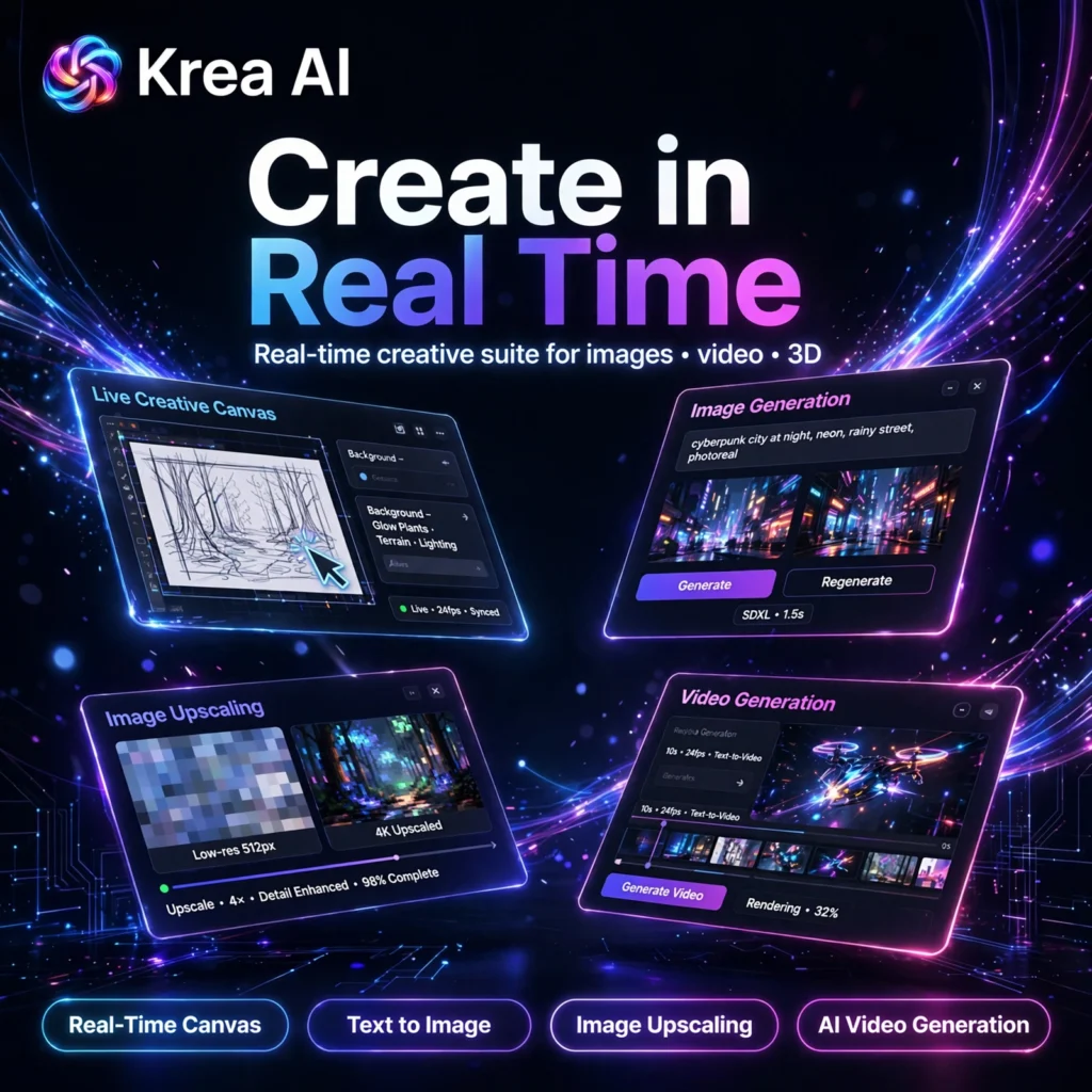 Krea AI AI tool - Real-Time Canvas, Text to Image, Image Upscaling, AI Video Generation