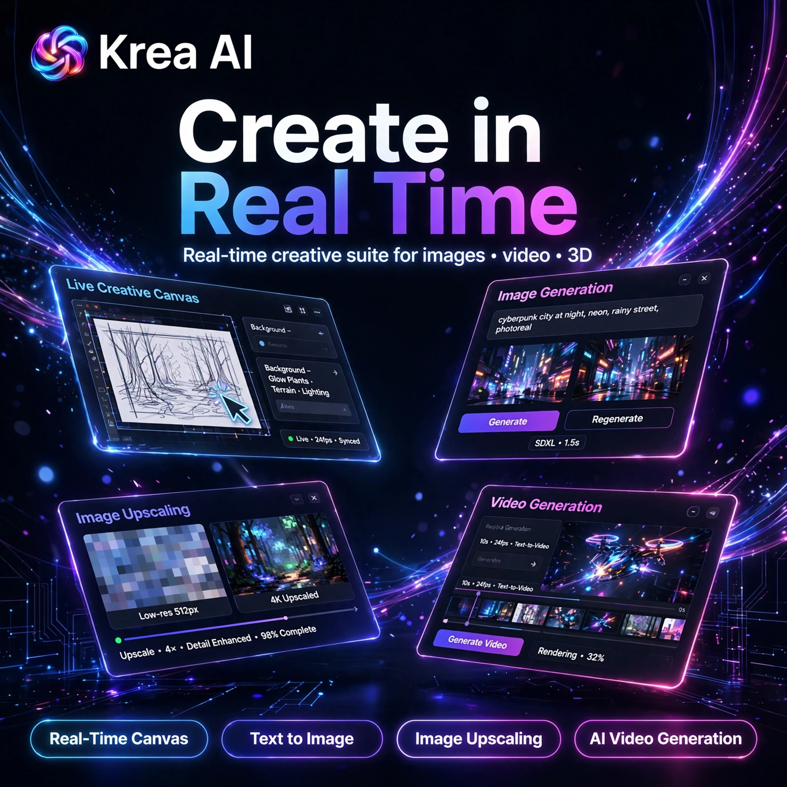 Krea AI AI tool - Real-Time Canvas, Text to Image, Image Upscaling, AI Video Generation