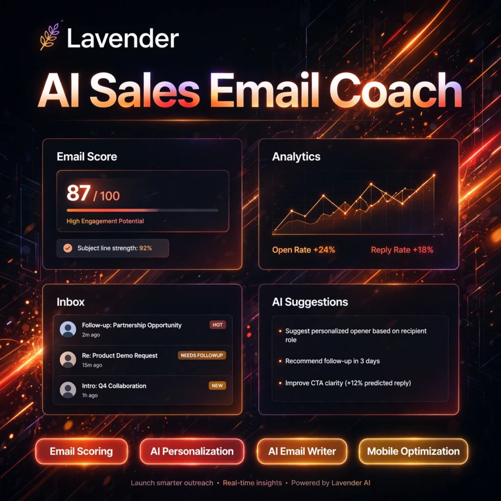 Lavender AI tool - Email Scoring, AI Personalization, AI Email Writer, Mobile Optimization