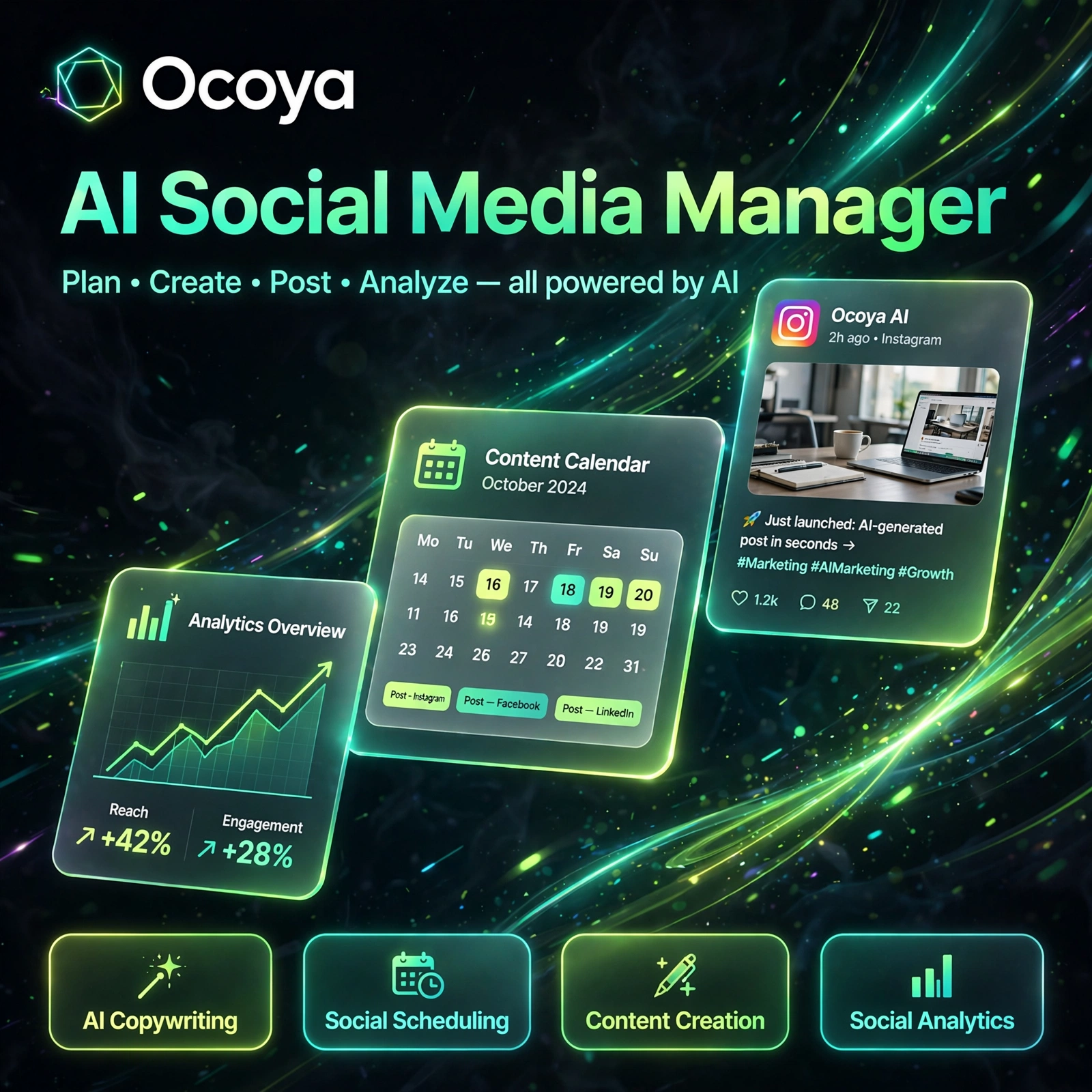 Ocoya AI tool - AI Copywriting, Social Scheduling, Content Creation, Social Analytics