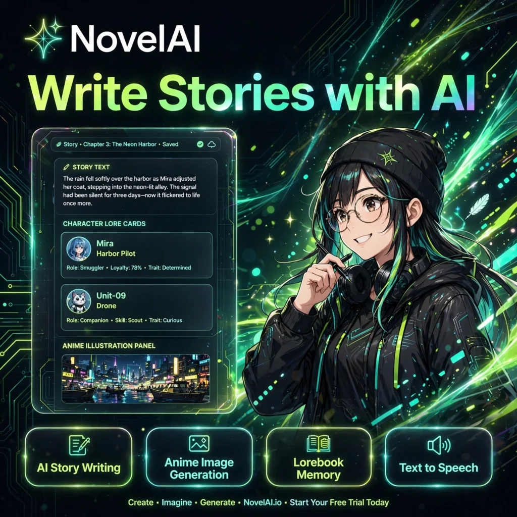 NovelAI AI tool - AI Story Writing, Anime Image Generation, Lorebook Memory, Text to Speech