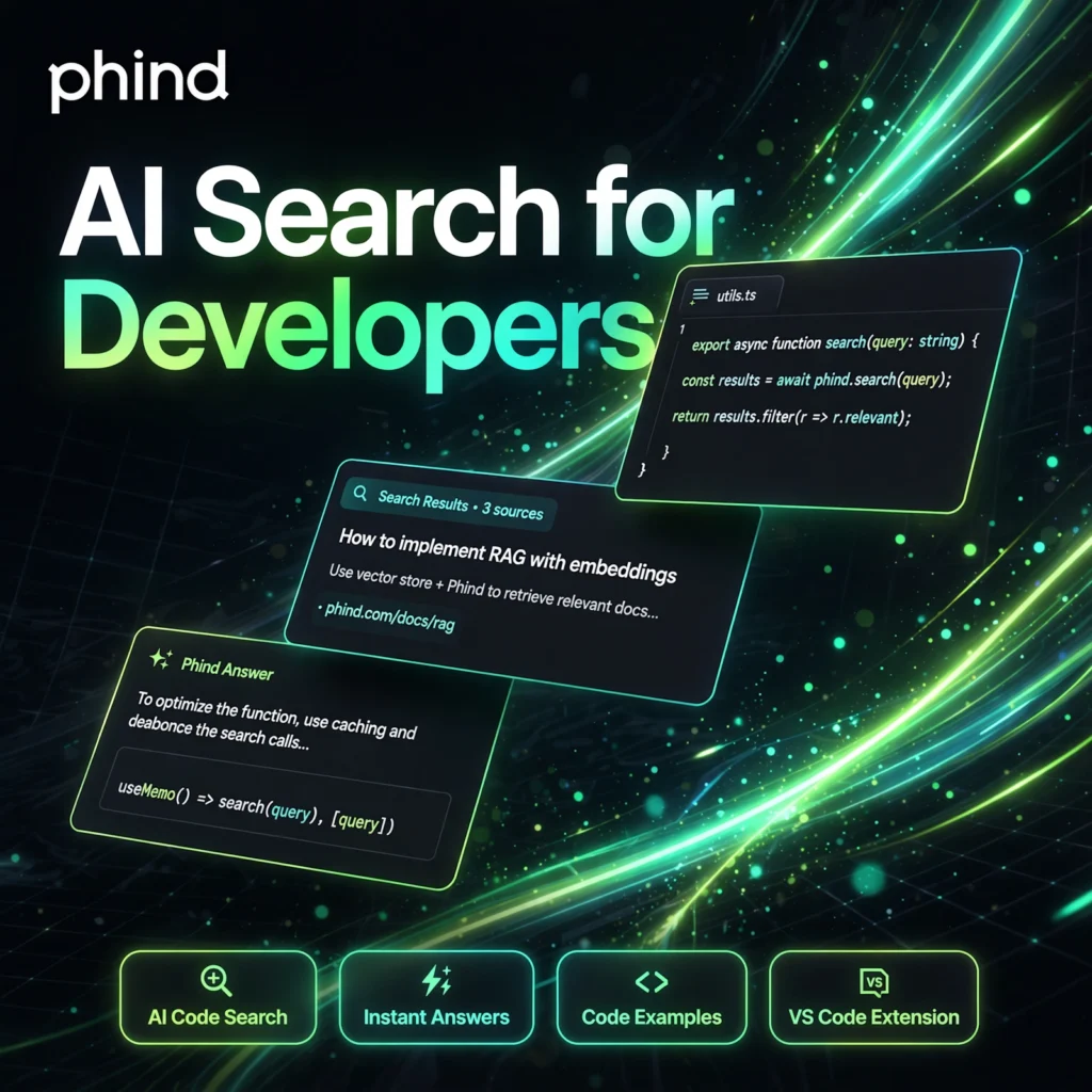 Phind AI tool - AI Code Search, Instant Answers, Code Examples, VS Code Extension