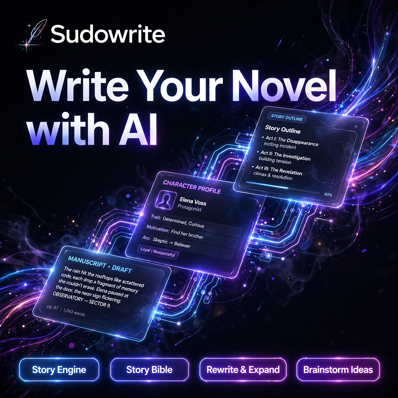 Sudowrite AI tool - Story Engine, Story Bible, Rewrite & Expand, Brainstorm Ideas